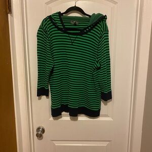 Ralph Lauren Green and Navy Striped Top